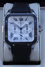 Cartier Santos De Cartier Chronograph Watch Extra-Large Model, Automatic Movement, Steel, ADLC, Interchangeable Rubber And Leather Bracelets-P17311001 - 图片 4