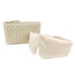 MIU MIU Matelasse Leather Pouch Silk Eye Mask Gold Used