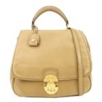 MIU MIU Leather 2Way Shoulder Bag Hand Bag Beige Used