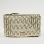 MIU MIU Matelasse Leather Pouch Silk Eye Mask Gold Used - 图片 2