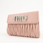 MIU MIU Matelasse Leather Tri-fold Wallet Pink Used - 图片 3