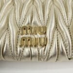 MIU MIU Matelasse Leather Pouch Silk Eye Mask Gold Used - 图片 7