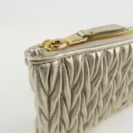MIU MIU Matelasse Leather Pouch Silk Eye Mask Gold Used - 图片 8