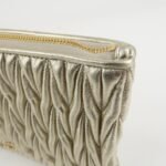 MIU MIU Matelasse Leather Pouch Silk Eye Mask Gold Used - 图片 9