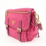 PRADA Nylon Saffiano Leather Flap Messenger Shoulder Bag Pink BT0697 Used - 图片 3