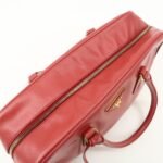 PRADA Triangle Logo Saffiano Leather Boston Bag Hand Bag Red BL0095 Used - 图片 18