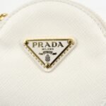 PRADA Triangle Logo Saffiano Leather Coin Case White 1MM006 Used - 图片 12