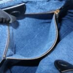 MIU MIU Leather Denim Tote Bag Shoulder Bag Navy 5BG024 Used - 图片 20