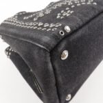 PRADA Canapa Mini Canvas Studs 2Way Shoulder Bag Hand Bag Black B2439G Used - 图片 9