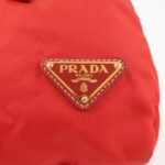PRADA Triangle Logo Nylon Leather 2Way Shoulder Bag Hand Bag Red Used - 图片 20