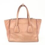 PRADA Triangle Logo Leather 2Way Tote Bag Hand Bag Pink B2625M - 图片 2