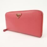 PRADA Logo Saffiano Leather Round Zippy Long Wallet Pink 1M0506 - 图片 3