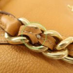 PRADA Logo Leather Chain Shoulder Bag Boston Bag Hand Bag Camel BL0692 Used - 图片 6