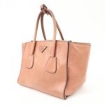 PRADA Triangle Logo Leather 2Way Tote Bag Hand Bag Pink B2625M - 图片 3
