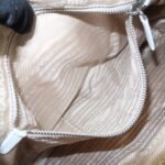 PRADA Triangle Logo Leather Nylon Shoulder Bag White Beige - 图片 20