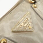 PRADA Triangle Logo Leather 2Way Bag Tote Bag Gray BN2104 Used - 图片 19