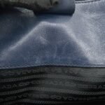 PRADA Triangle Logo Leather 2Way Bag Tote Bag Hand Bag Navy B2625M - 图片 23