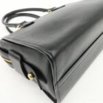 PRADA Leather 2Way Bag Hand Bag Black Gold Hardware Used - 图片 13