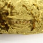 MIU MIU Satin Velour Suede Shoulder Bag Drawstring Bag Gold Black Used - 图片 13