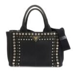 PRADA Triangle Logo Denim Canapa Bijoux 2Way Hand Bag Black B2642B