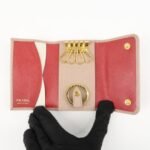 PRADA Logo Leather 4 Rings Key Case Key Holder Beige 1PG004 Used - 图片 11
