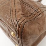 PRADA Logo Leather 2Way Bag Tote Bag Shoulder Bag Brown BL0727 Used - 图片 14
