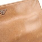 PRADA Triangle Logo Leather Shoulder Bag Hand Bag Brown Used - 图片 6