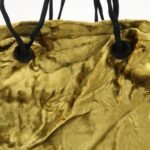 MIU MIU Satin Velour Suede Shoulder Bag Drawstring Bag Gold Black Used - 图片 14