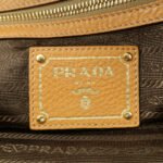 PRADA Logo Leather Chain Shoulder Bag Boston Bag Hand Bag Camel BL0692 Used - 图片 11
