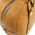 PRADA Logo Leather Chain Shoulder Bag Boston Bag Hand Bag Camel BL0692 Used - 图片 8