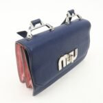 MIU MIU Madras Leather Shoulder Bag Crossbody Bag 5BH087 Used - 图片 4