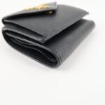 PRADA Saffiano Leather Tri-fold Wallet Black Gold Hardware 1MH021 Used - 图片 6