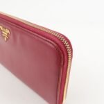 PRADA Logo Saffiano Leather Round Zippy Long Wallet Pink 1M0506 Used - 图片 10