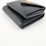 PRADA Saffiano Leather Tri-fold Wallet Black Gold Hardware 1MH021 Used - 图片 7