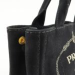 PRADA Canapa Mini Canvas 2Way Bag Hand Bag Shoulder Bag Black 1BG439 Used - 图片 14