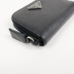 PRADA Triangle Logo Saffiano Leather Round Zippy Coin Case Black - 图片 6