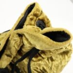 MIU MIU Satin Velour Suede Shoulder Bag Drawstring Bag Gold Black Used - 图片 17