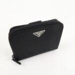 PRADA  Nylon Saffiano  Leather Bi-fold Round zippy Wallet Black Used - 图片 4