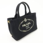 PRADA Canapa Mini Canvas 2Way Hand Bag Tote Bag Black 1BG439 Used - 图片 4