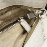 PRADA Triangle Logo Leather Nylon Shoulder Bag White Beige - 图片 21