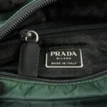 PRADA Triangle Logo Nylon Leather Tote Bag Green - 图片 24