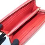 MIU MIU Leather Round Zipper Long Wallet Bijou Studs Red Used - 图片 19