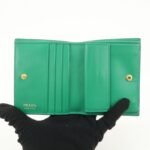 PRADA Leather Compact Wallet Floral Print Green Gold HDW 1MV204 Used - 图片 15