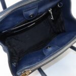 PRADA Triangle Logo Leather 2Way Bag Tote Bag Hand Bag Navy B2625M - 图片 19