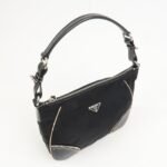 PRADA Triangle Logo Nylon Leather Shoulder Bag Black BR2840 - 图片 4