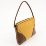 PRADA Leather Shoulder Bag Hand Bag Bi-color Mustard Brown Used - 图片 4