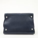 PRADA Triangle Logo Leather 2Way Bag Tote Bag Hand Bag Navy B2625M - 图片 5