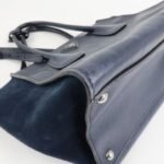 PRADA Triangle Logo Leather 2Way Bag Tote Bag Hand Bag Navy B2625M - 图片 10