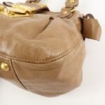 MIU MIU Leather Side Ribbon 2Way Bag Hand Bag Beige Gold - 图片 12