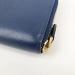 PRADA Triangle Logo Saffiano Leather Zippy Long Wallet Navy 1ML506 - 图片 9